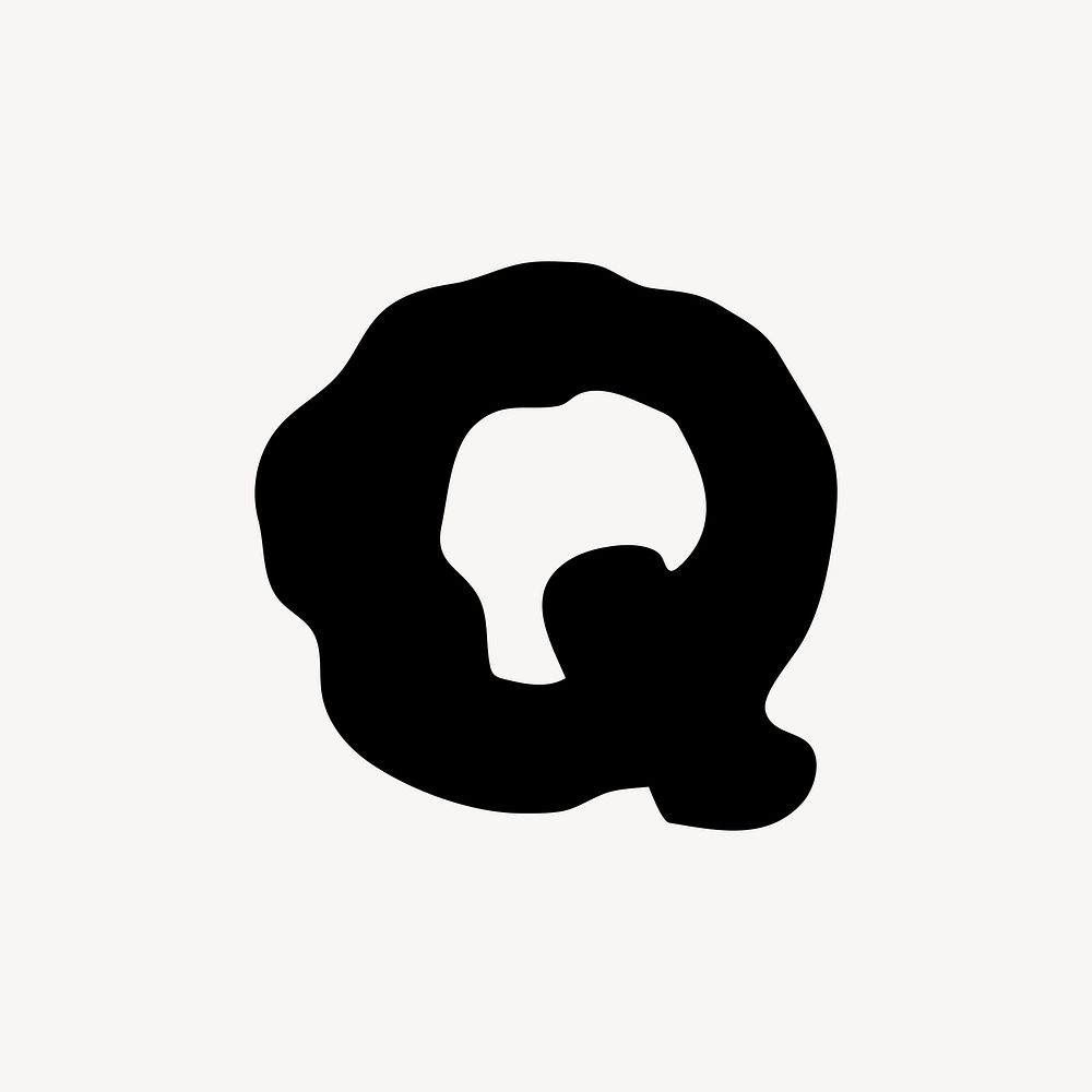Q letter, distorted English alphabet vector