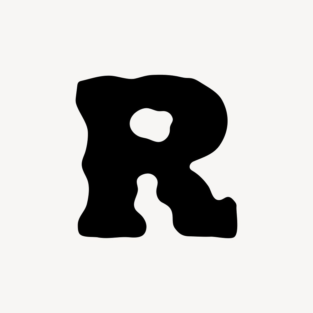 R letter, distorted English alphabet vector