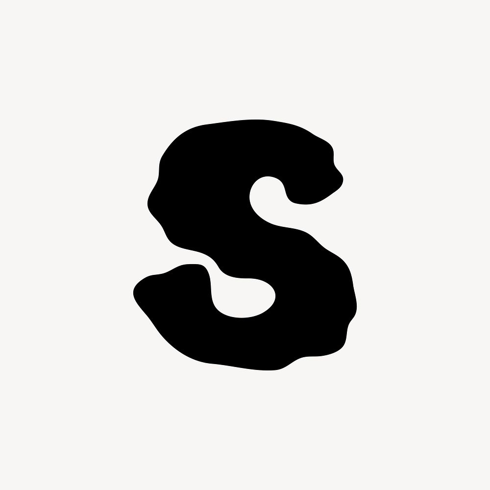 S letter, distorted English alphabet vector