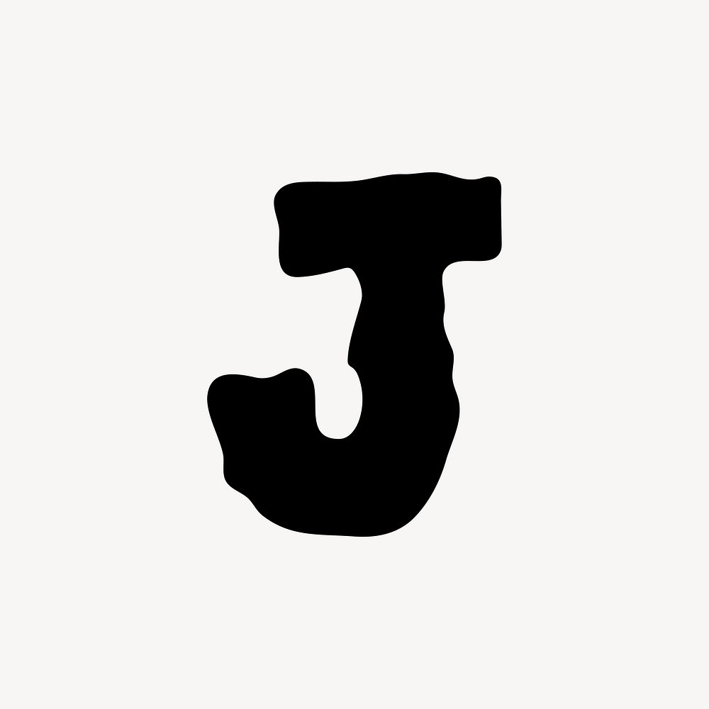 J letter, distorted English alphabet vector