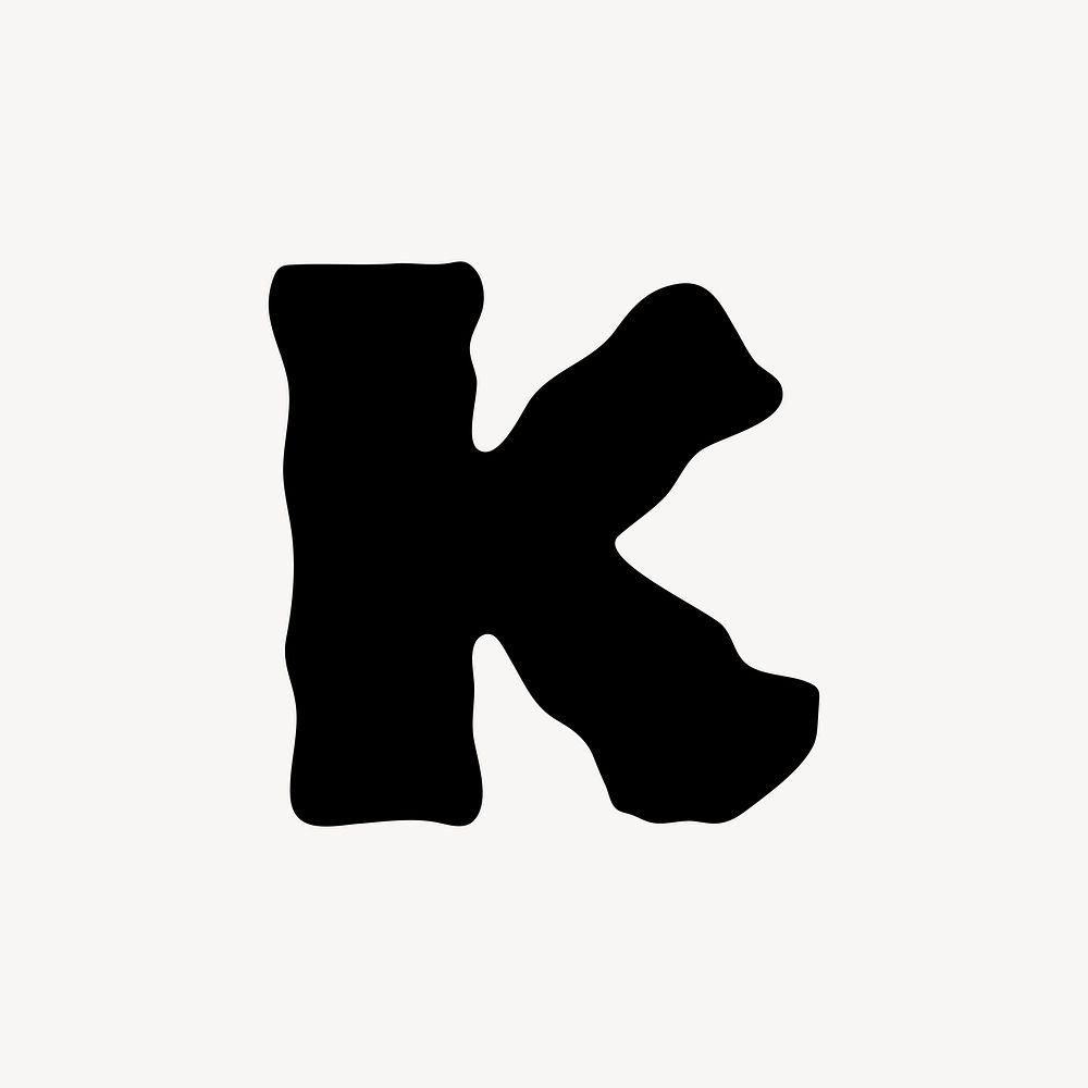 K letter, distorted English alphabet vector
