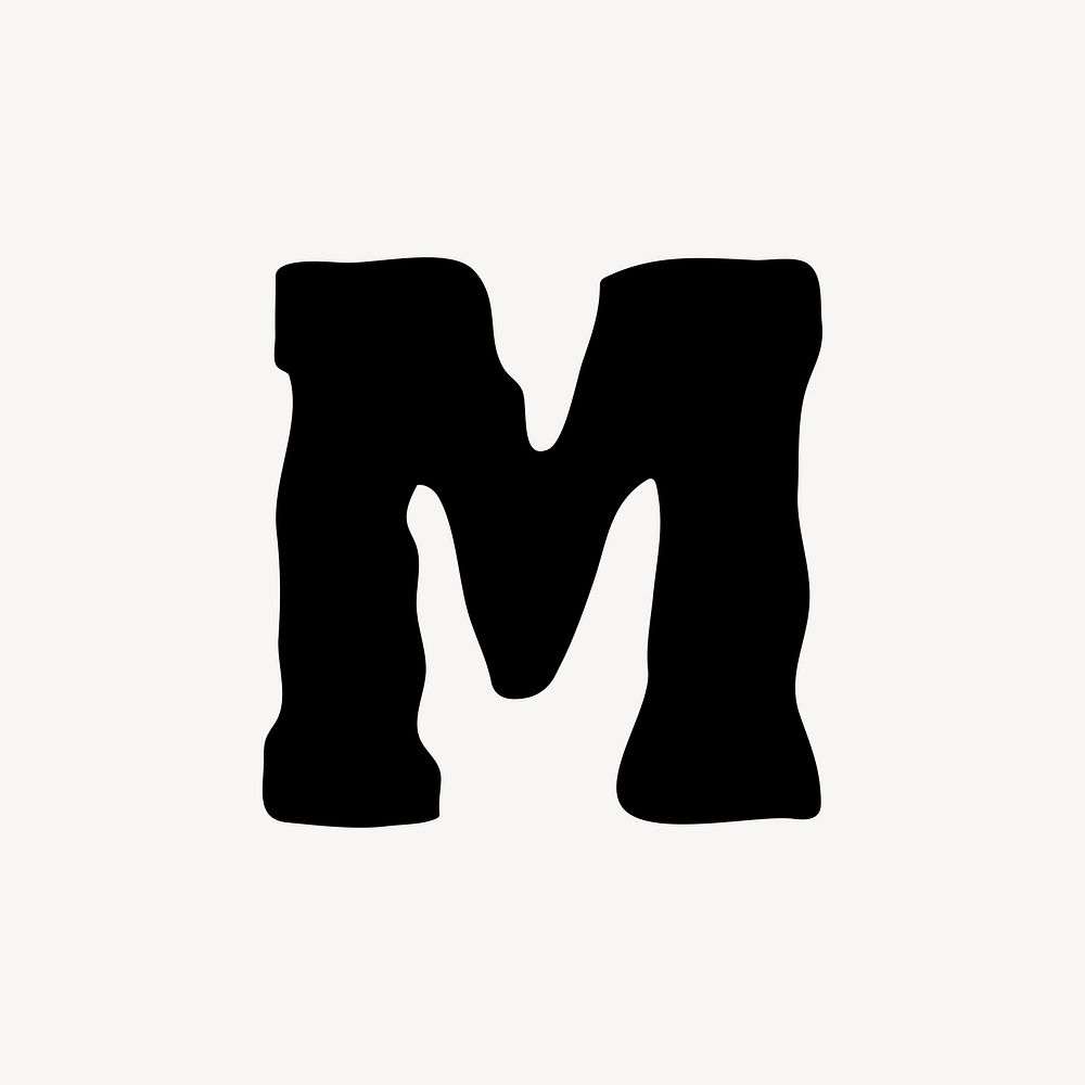 M letter, distorted English alphabet vector