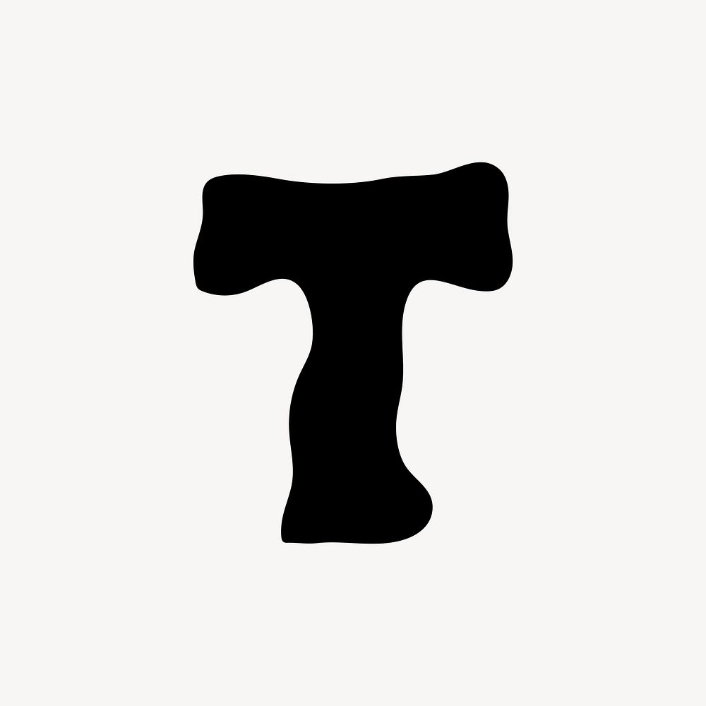 T letter, distorted English alphabet vector