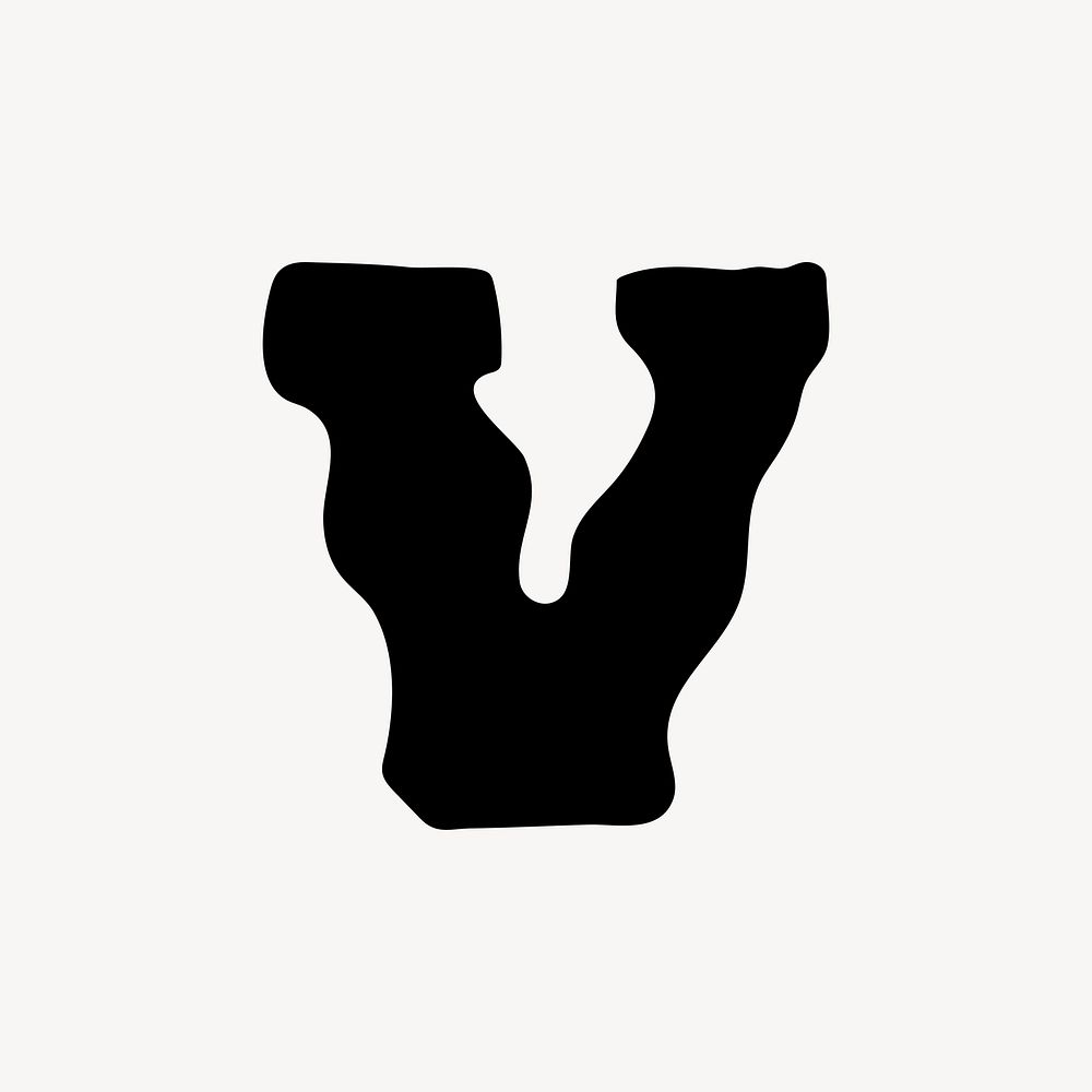 V letter, distorted English alphabet vector