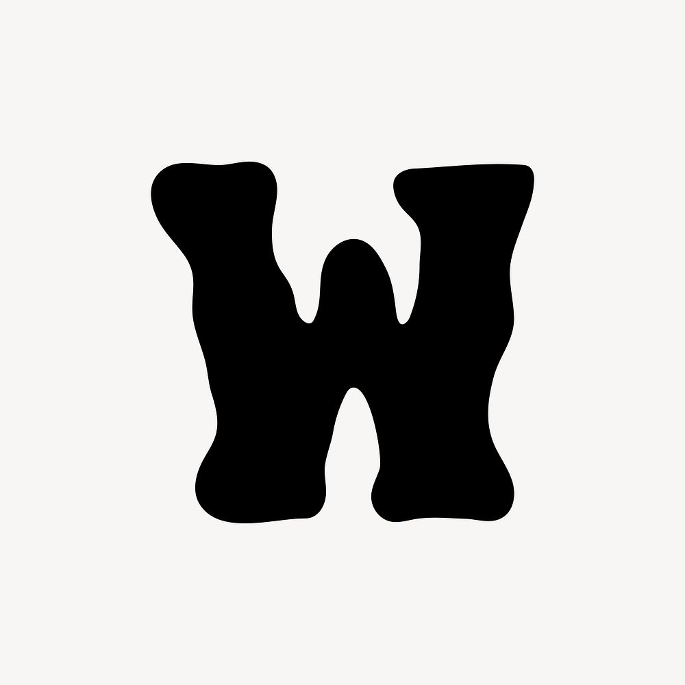 W letter, distorted English alphabet vector