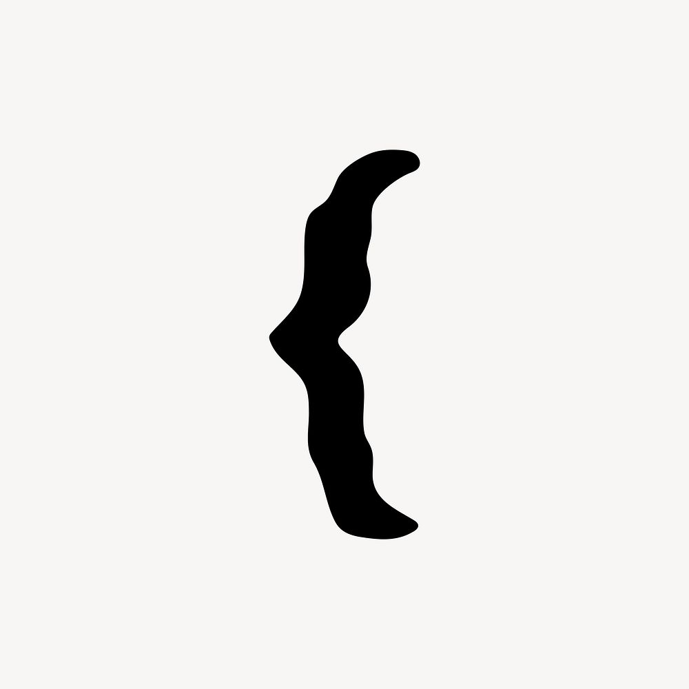 Curly bracket sign, distorted symbol