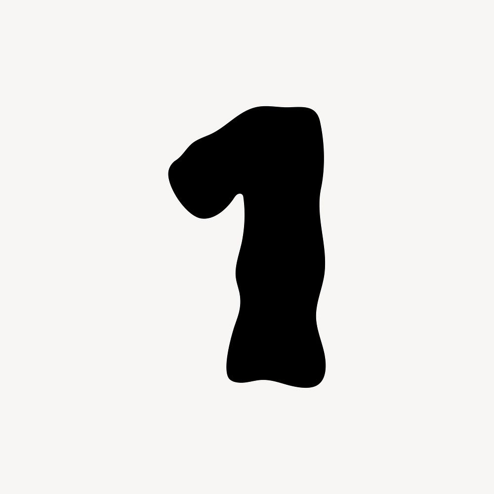 1 number one, distorted Arabic numeral vector