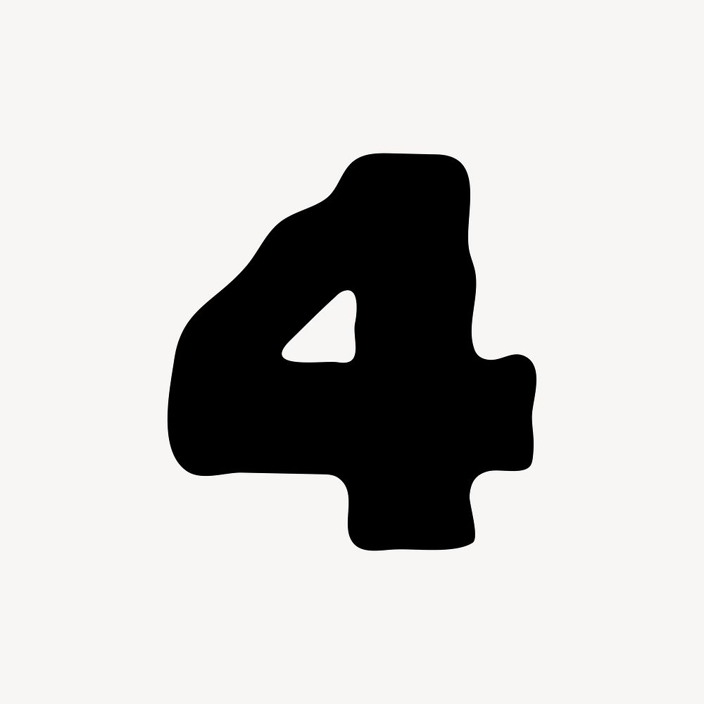 4 number four, distorted Arabic numeral vector