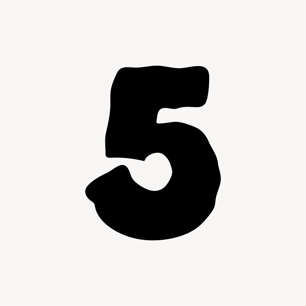5 number five, distorted Arabic numeral vector