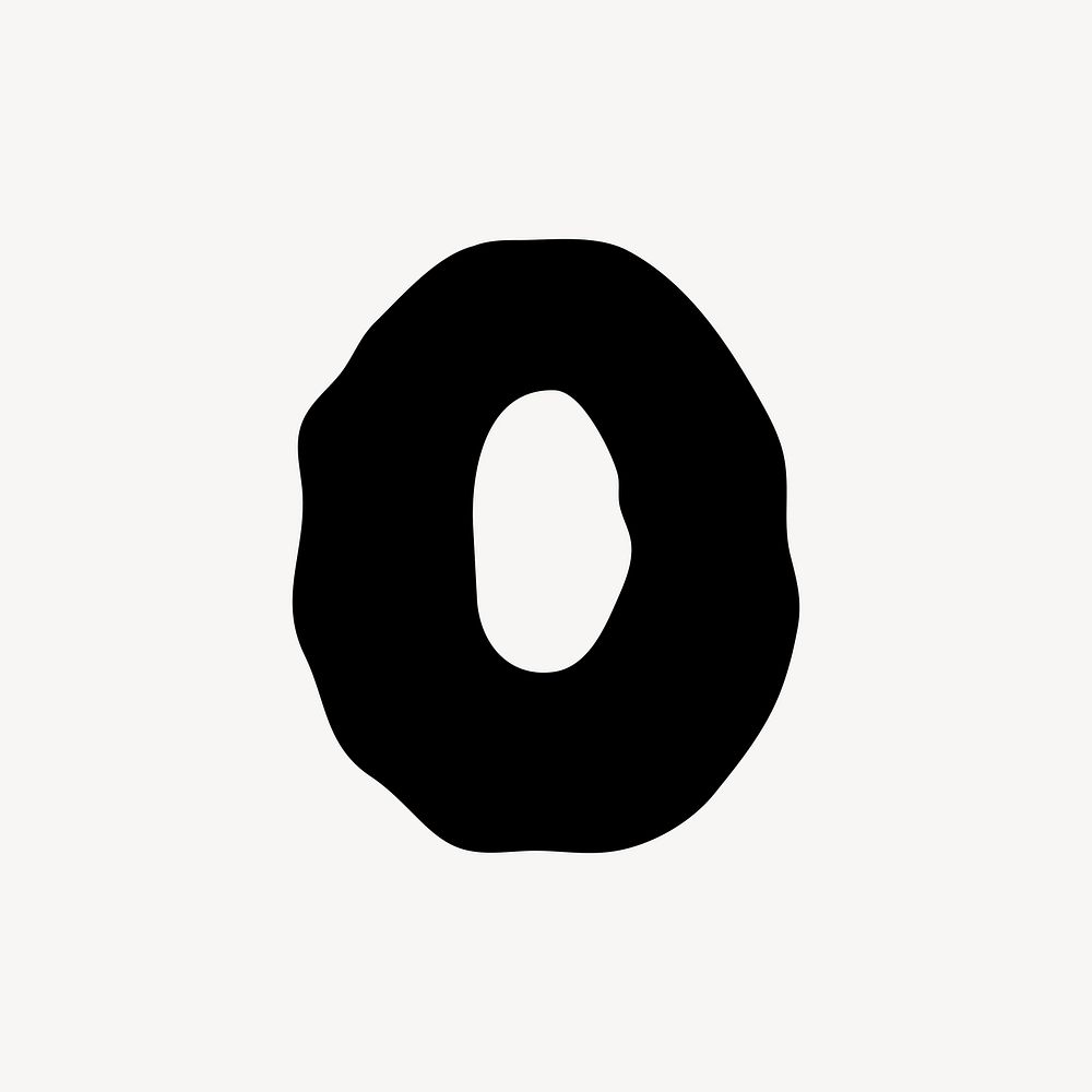 0 number zero, distorted Arabic numeral vector