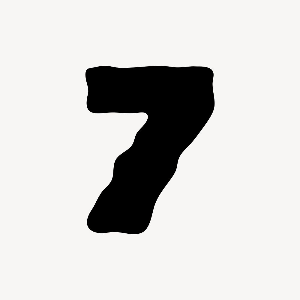 7 number seven, distorted Arabic numeral vector