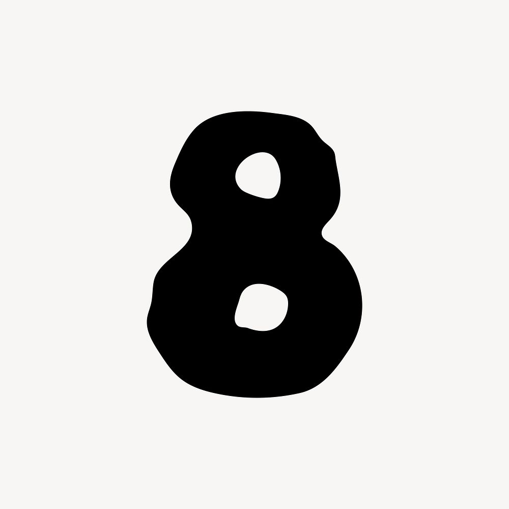 8 number eight, distorted Arabic numeral vector