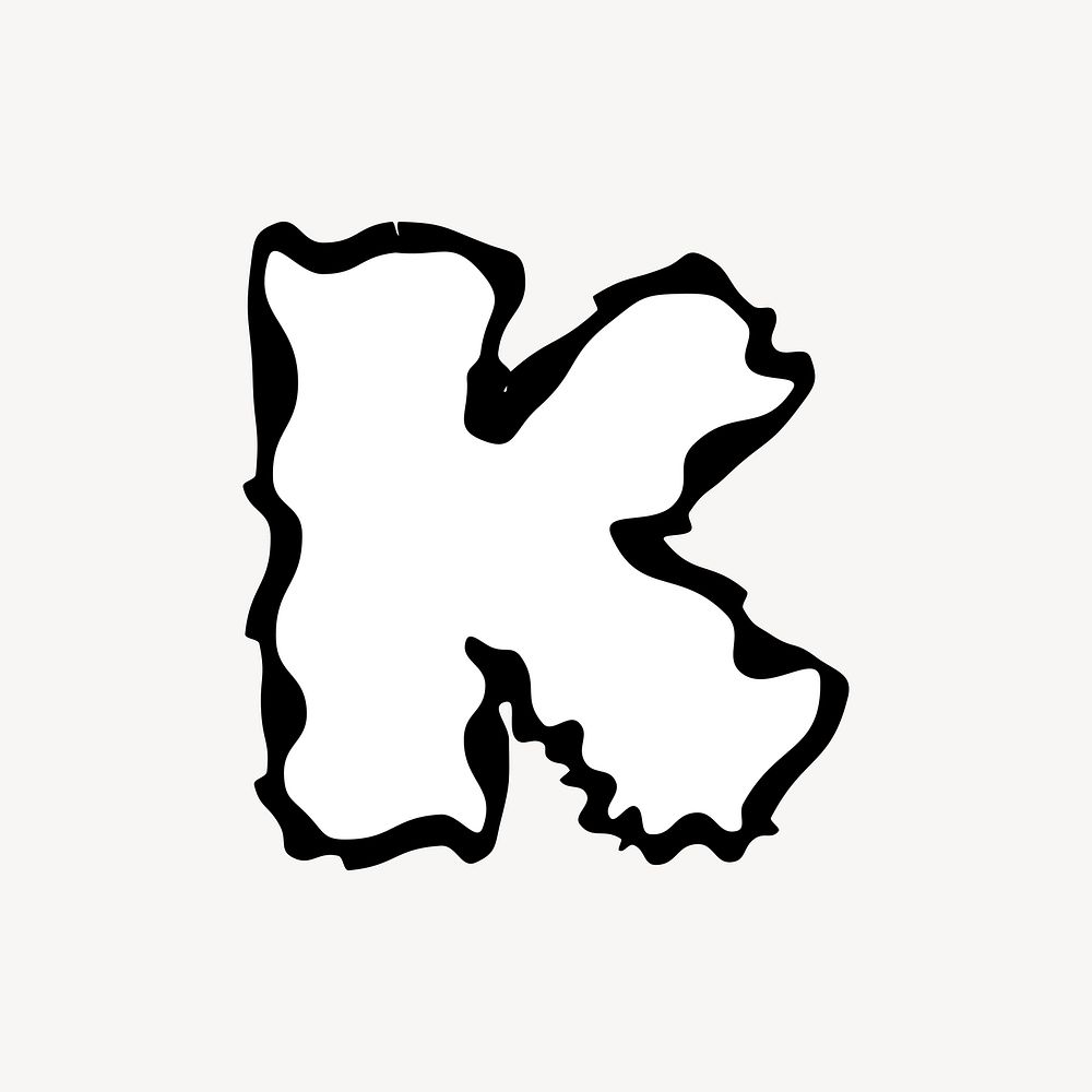 K letter, white abstract  English alphabet