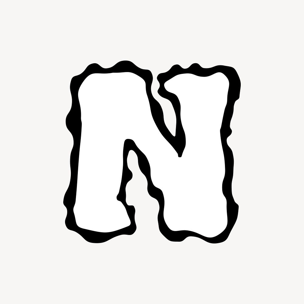 N letter, white abstract  English alphabet