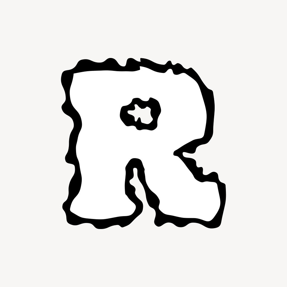 R letter, white abstract  English alphabet