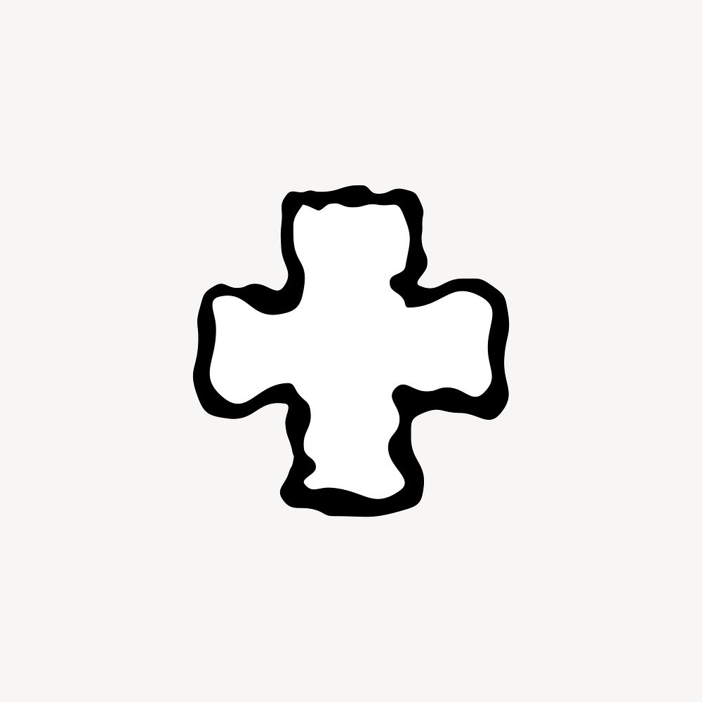 Plus sign, distorted symbol vector