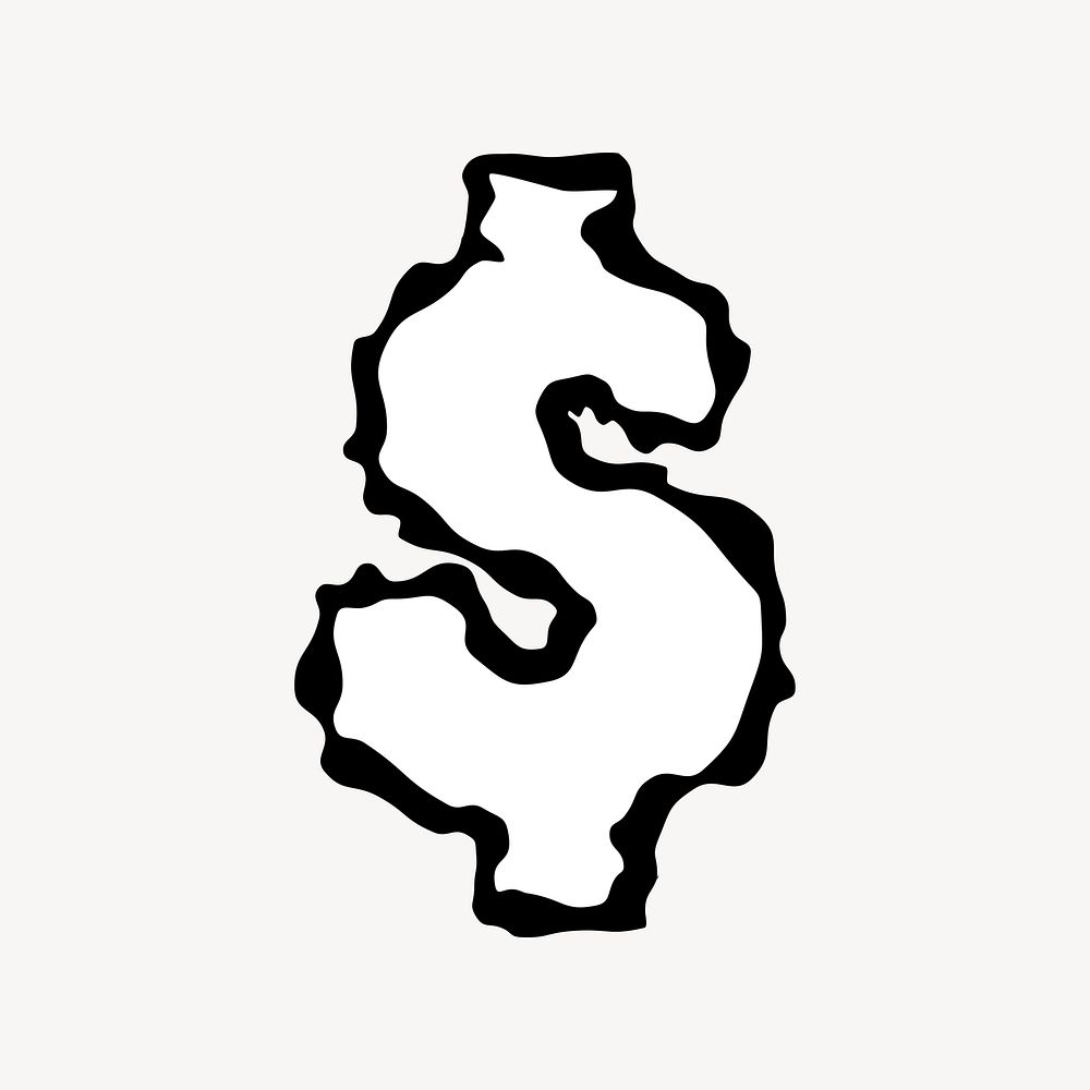 US dollar sign, distorted symbol vector