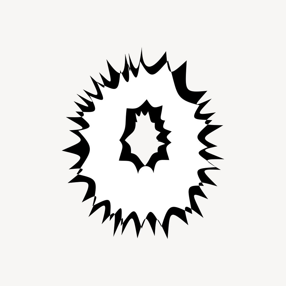 0 number zero, abstract bursting Arabic numeral vector