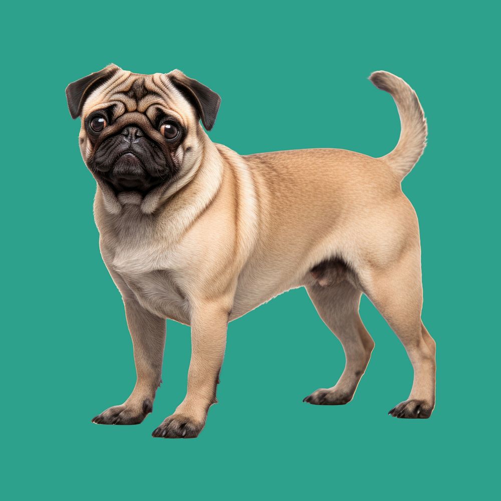 Pug dog, full body collage element . 