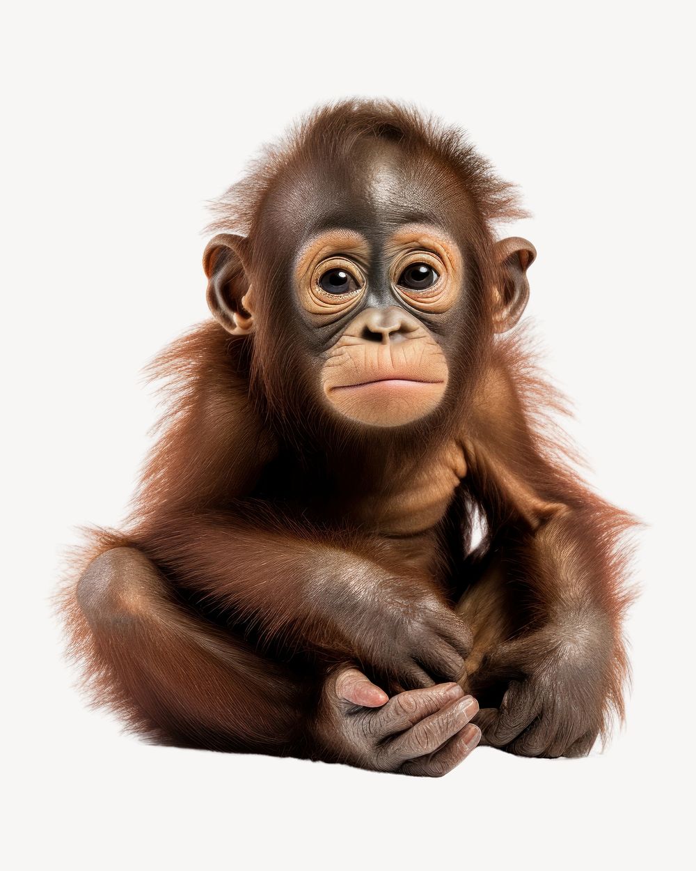 Baby orangutan, wild animal collage element . AI generated Image by rawpixel.