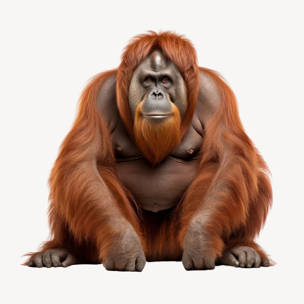 Orangutan, wild animal collage element . 