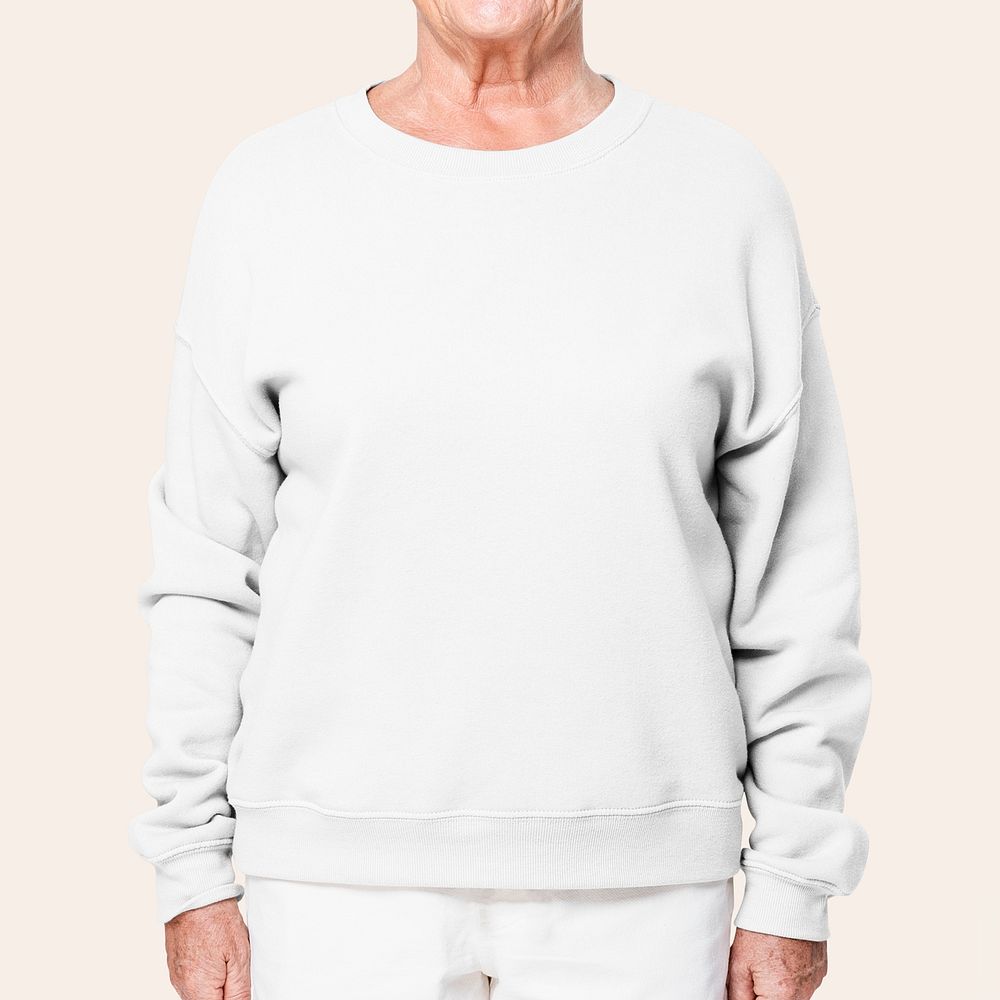 Woman's gray sweater psd mockup casual apparel close up