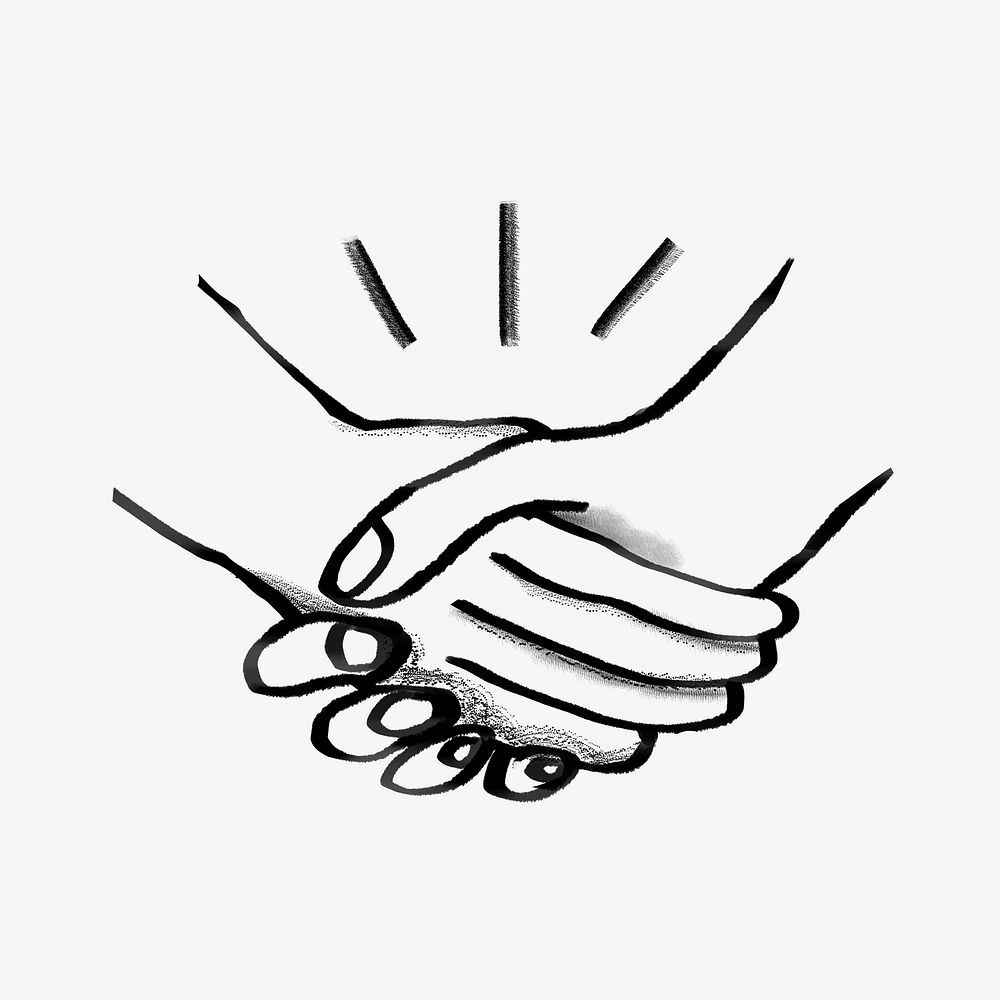 Handshake doodle, business agreement doodle psd