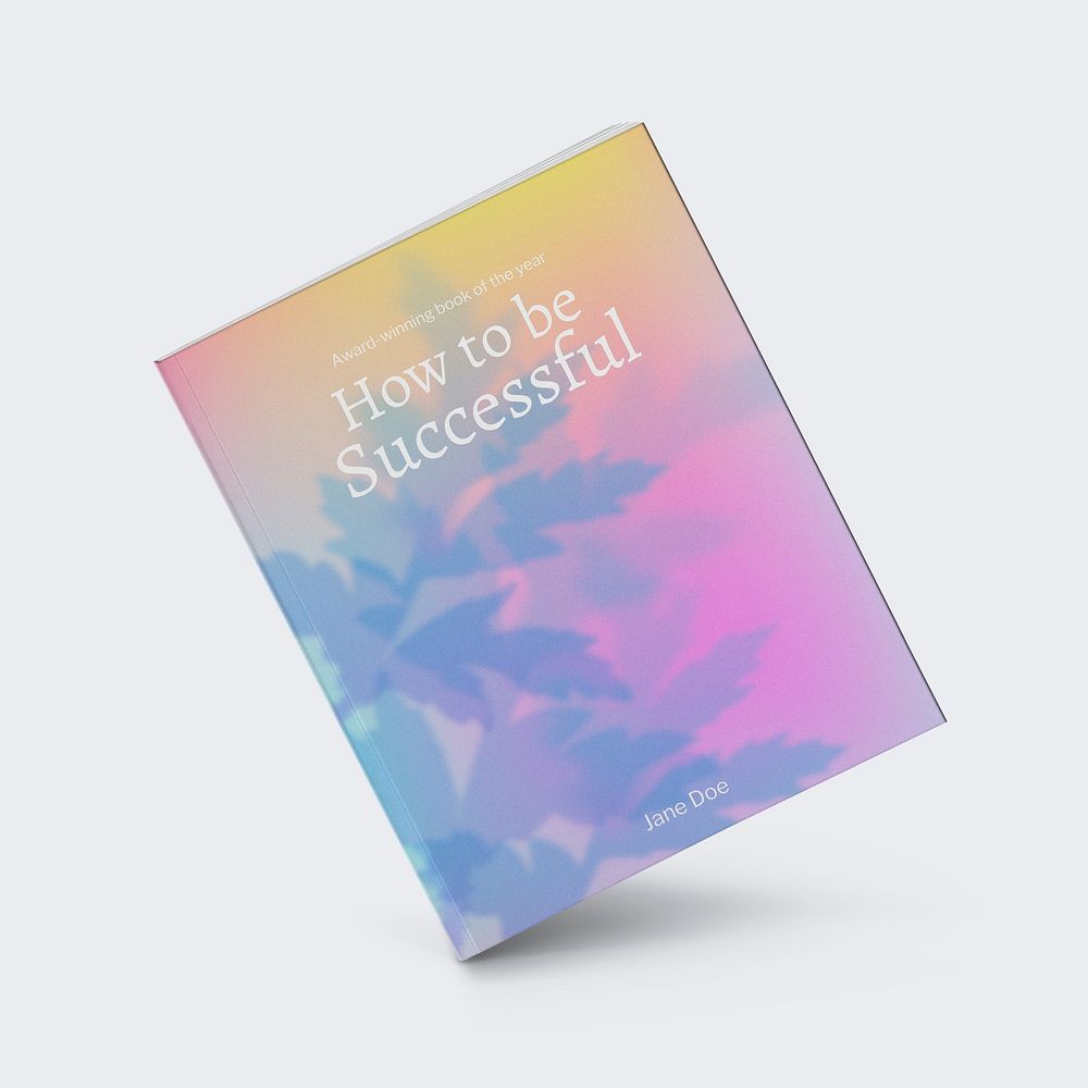 Aesthetic book mockup, leaf border, colorful design psd