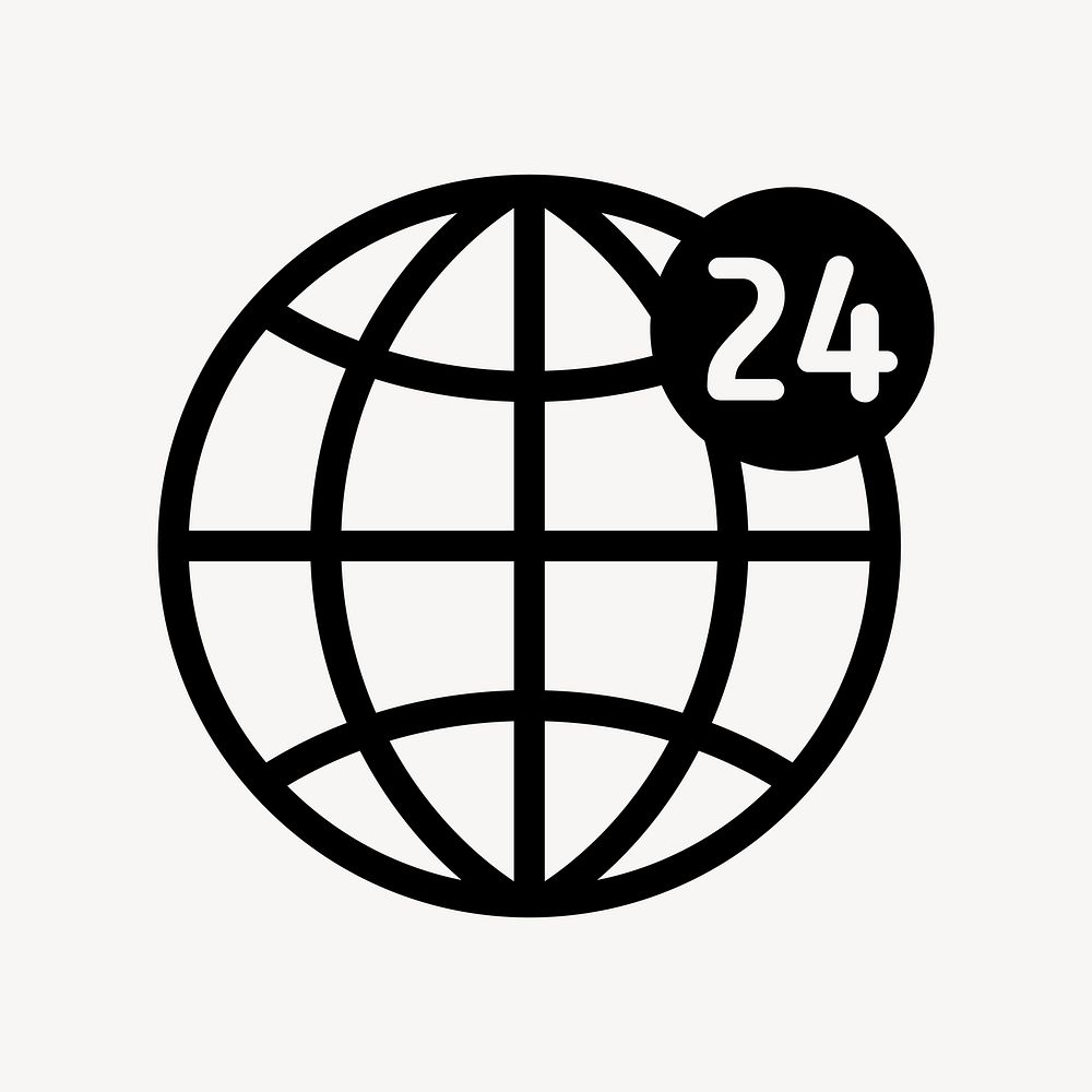 24 hour network flat icon design