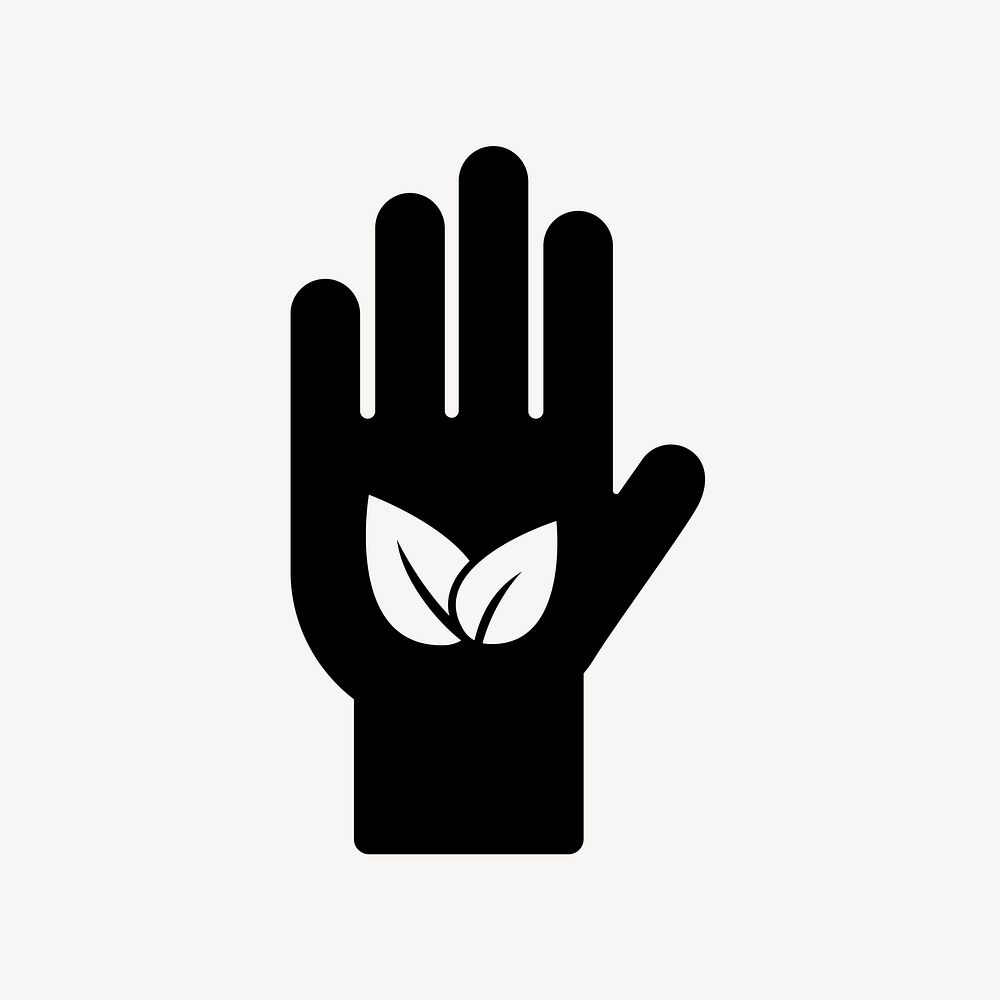 Hand with leaf flat icon vector