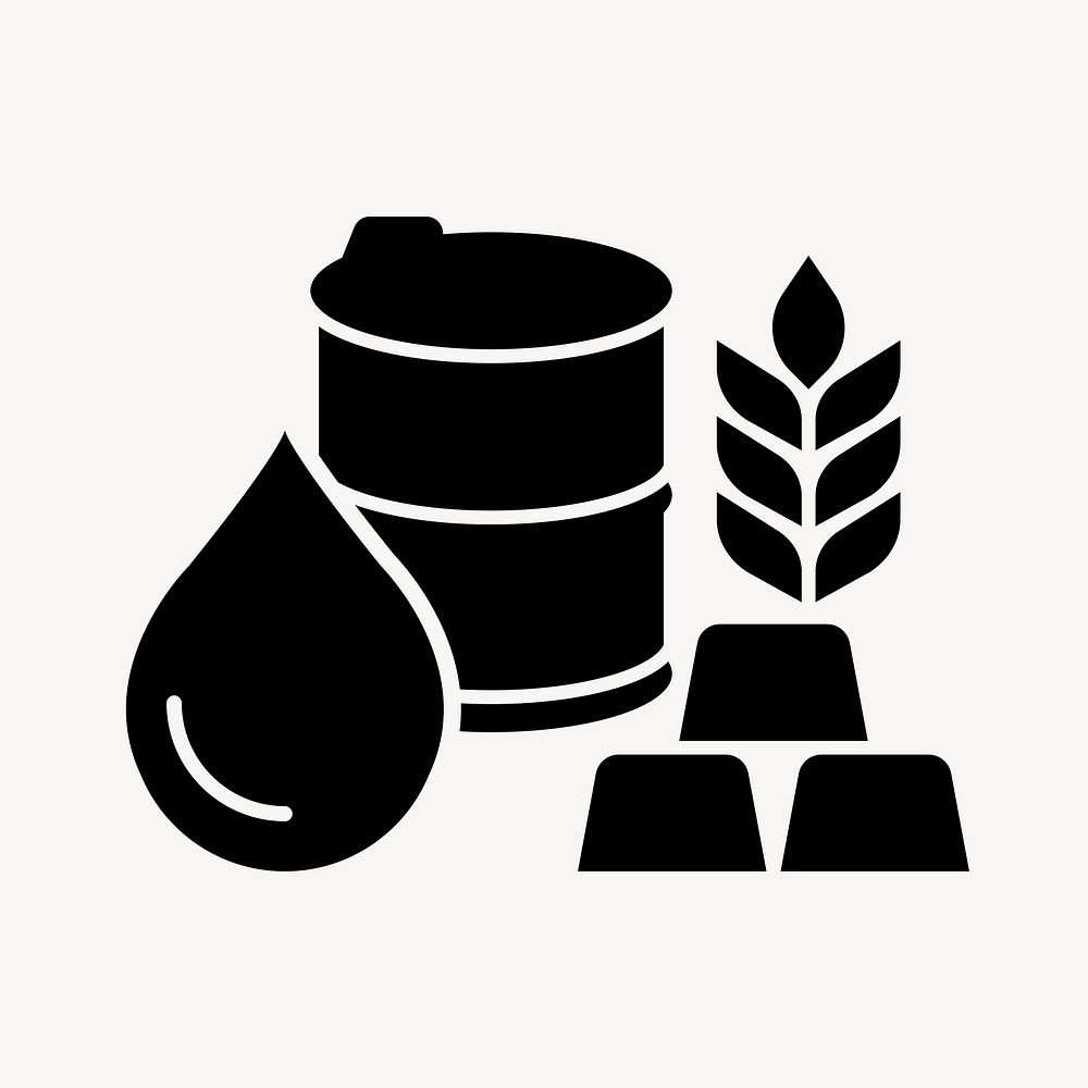 Commodities flat icon black vector