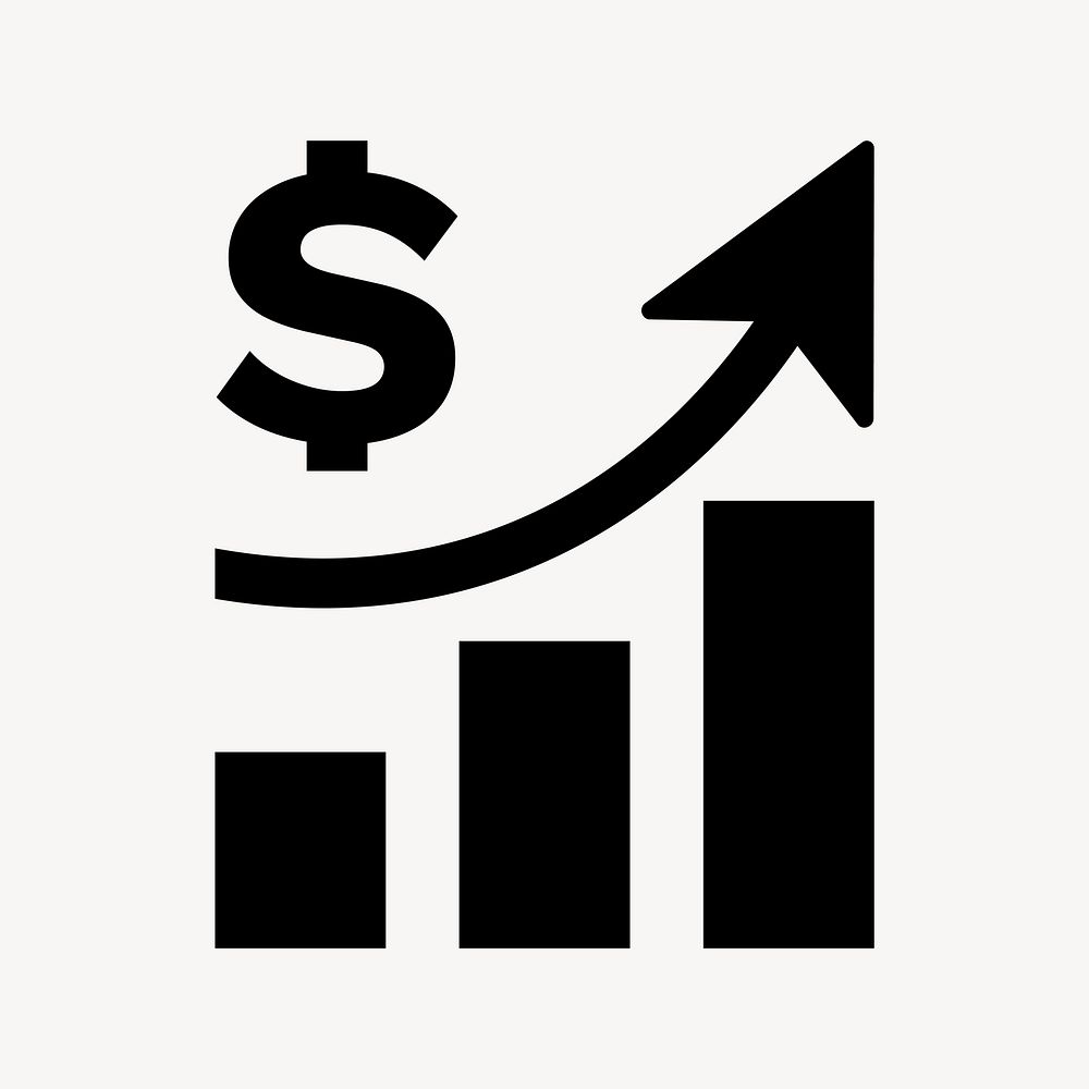 Dollar increase flat icon vector