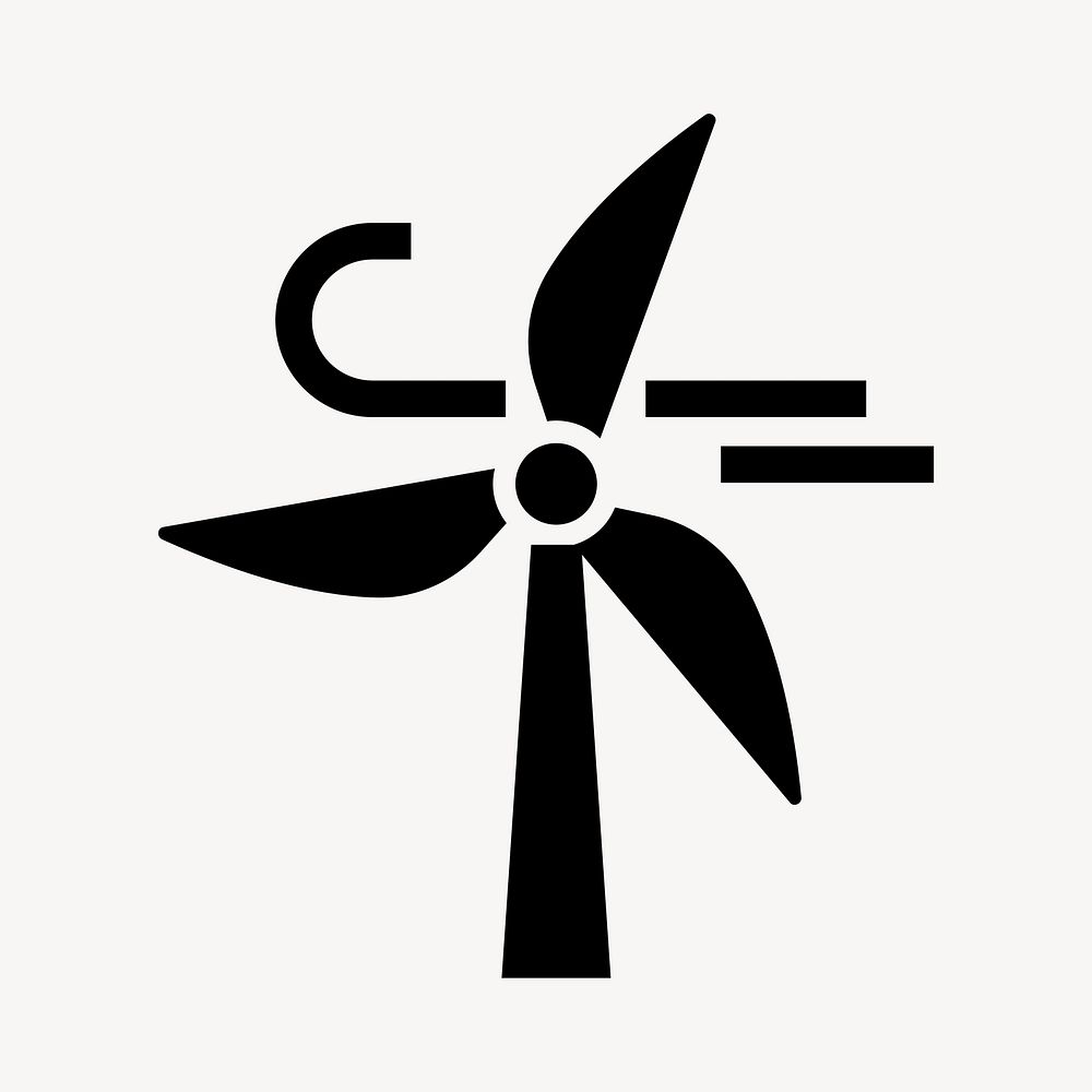 Windmill silhouette flat icon vector
