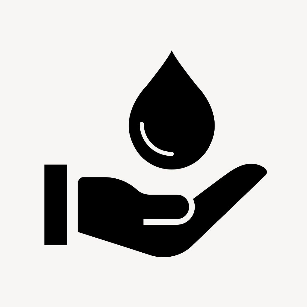 Hand and droplet flat icon vector