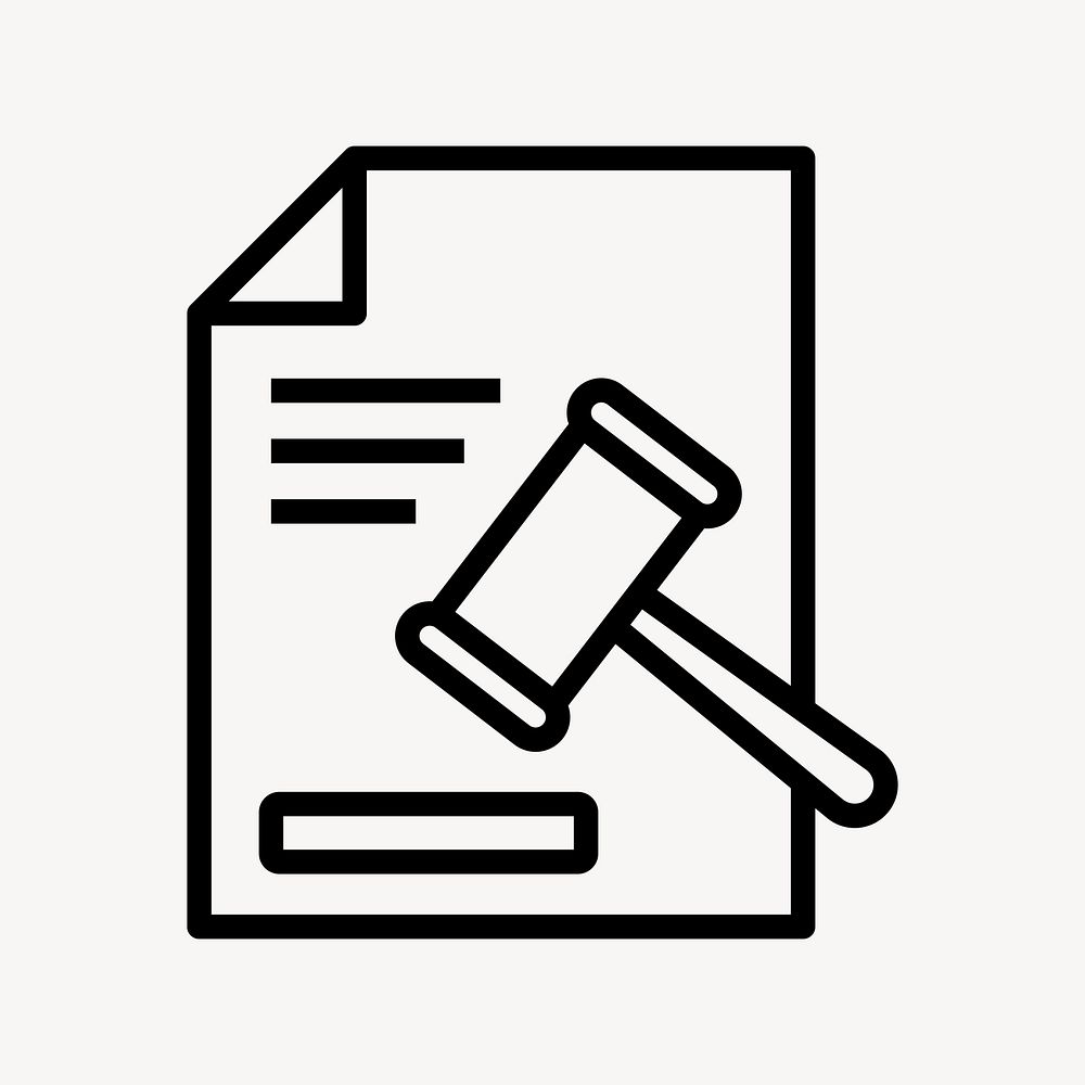 Gavel and contract flat icon vector