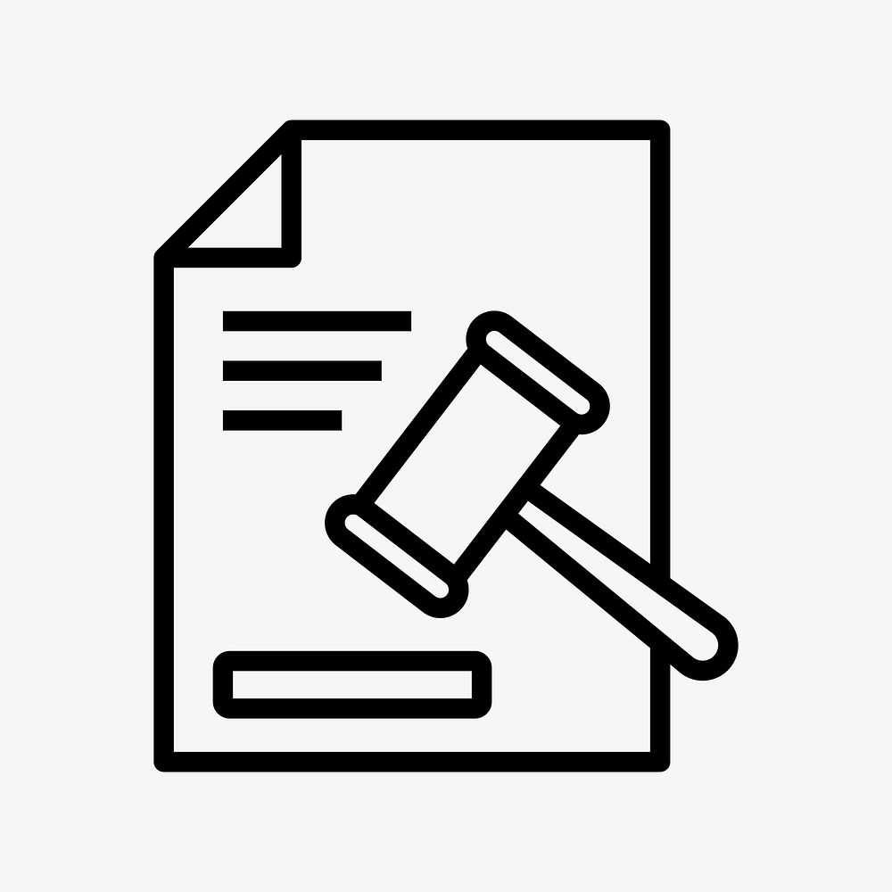 Gavel and contract flat icon psd