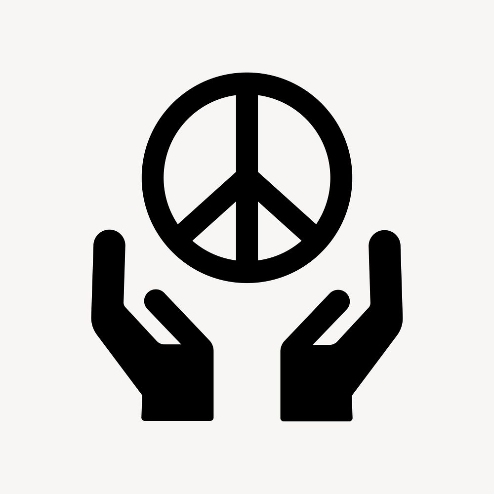 Hand and peace sign flat icon design