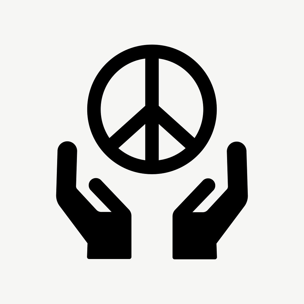 Hand and peace sign flat icon psd