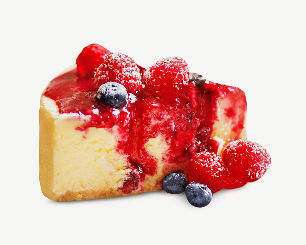 Fresh berry cheesecake collage element psd