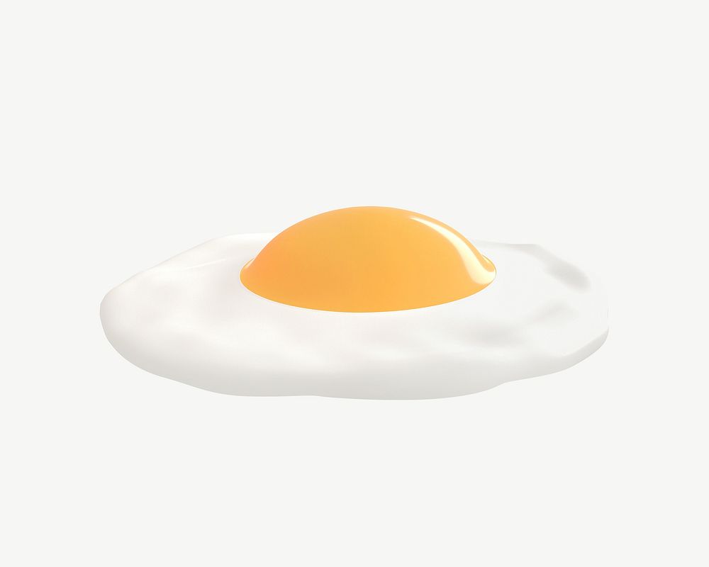 3D fried egg, collage element psd