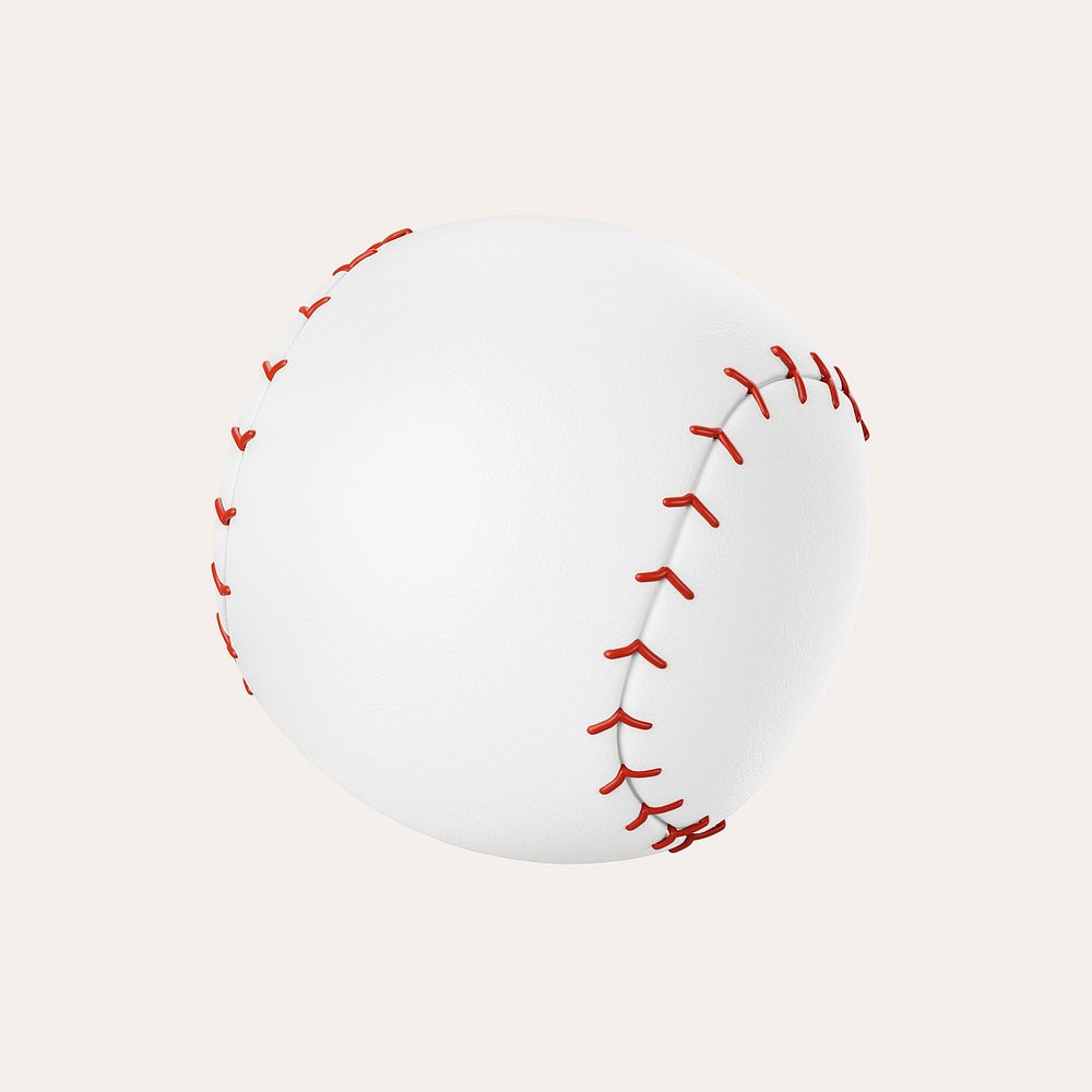 3D baseball ball, collage element psd