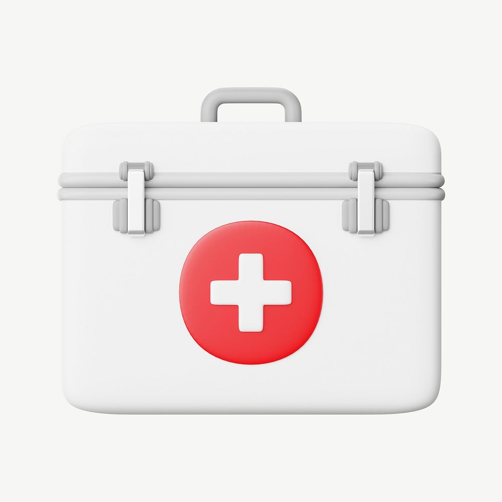 3D first aid kit, collage element psd