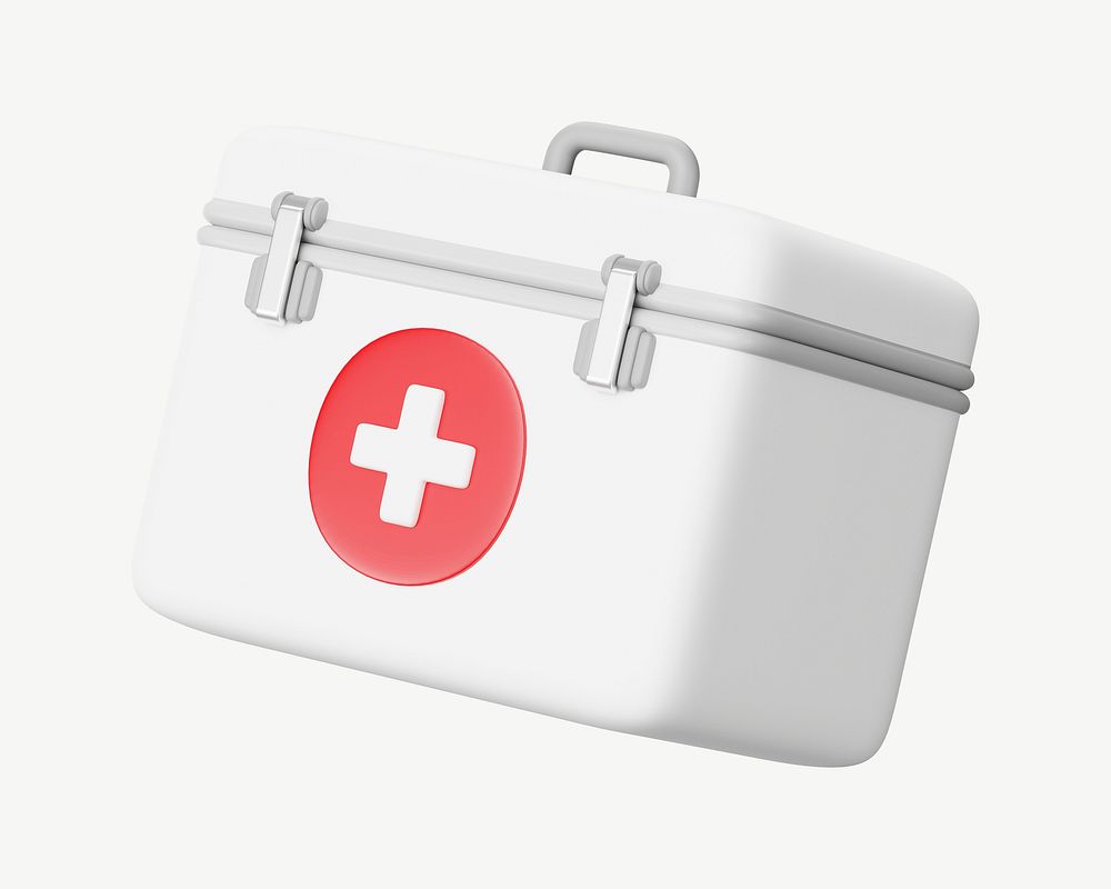 3D first aid kit, collage element psd