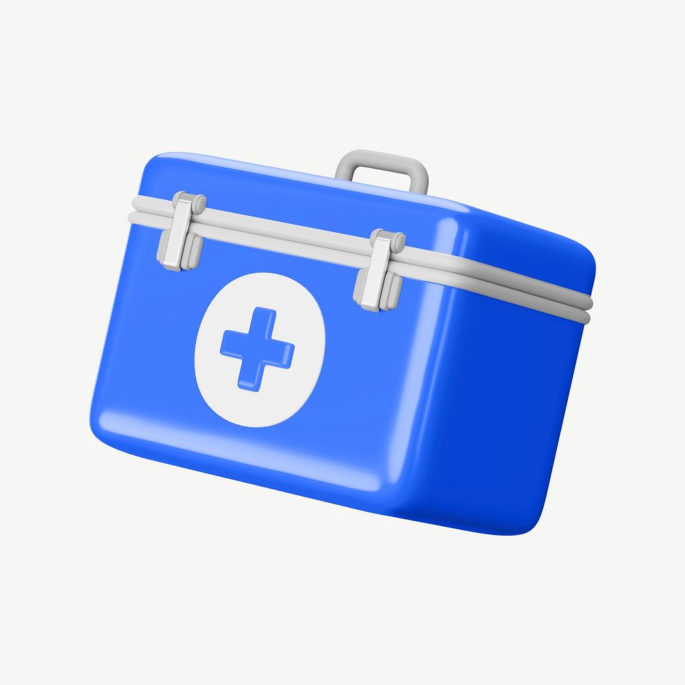 3D first aid box, collage element psd