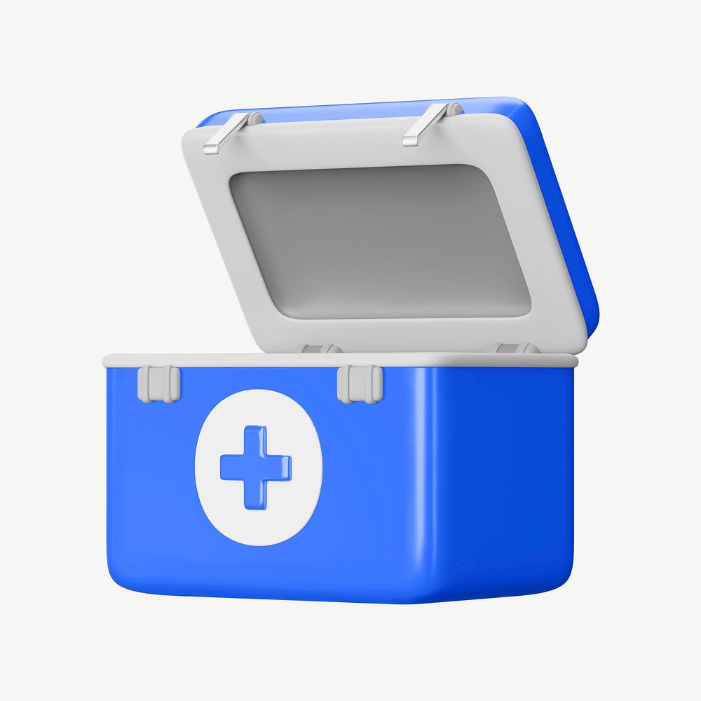 3D first aid box, collage element psd