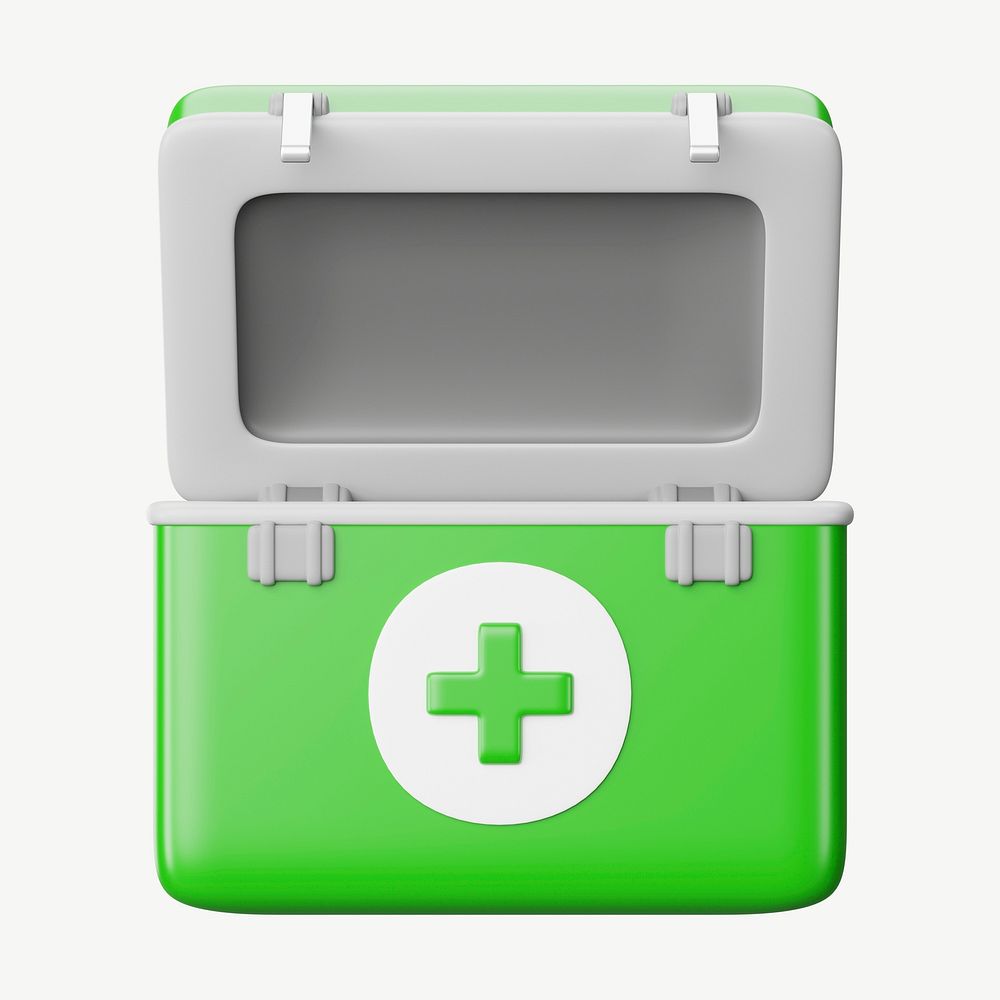 3D first aid box, collage element psd