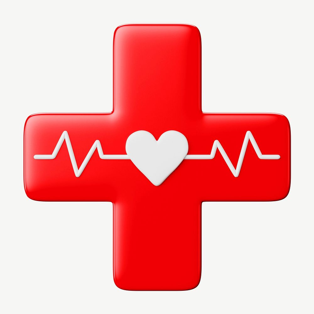 3D medical cross, collage element psd