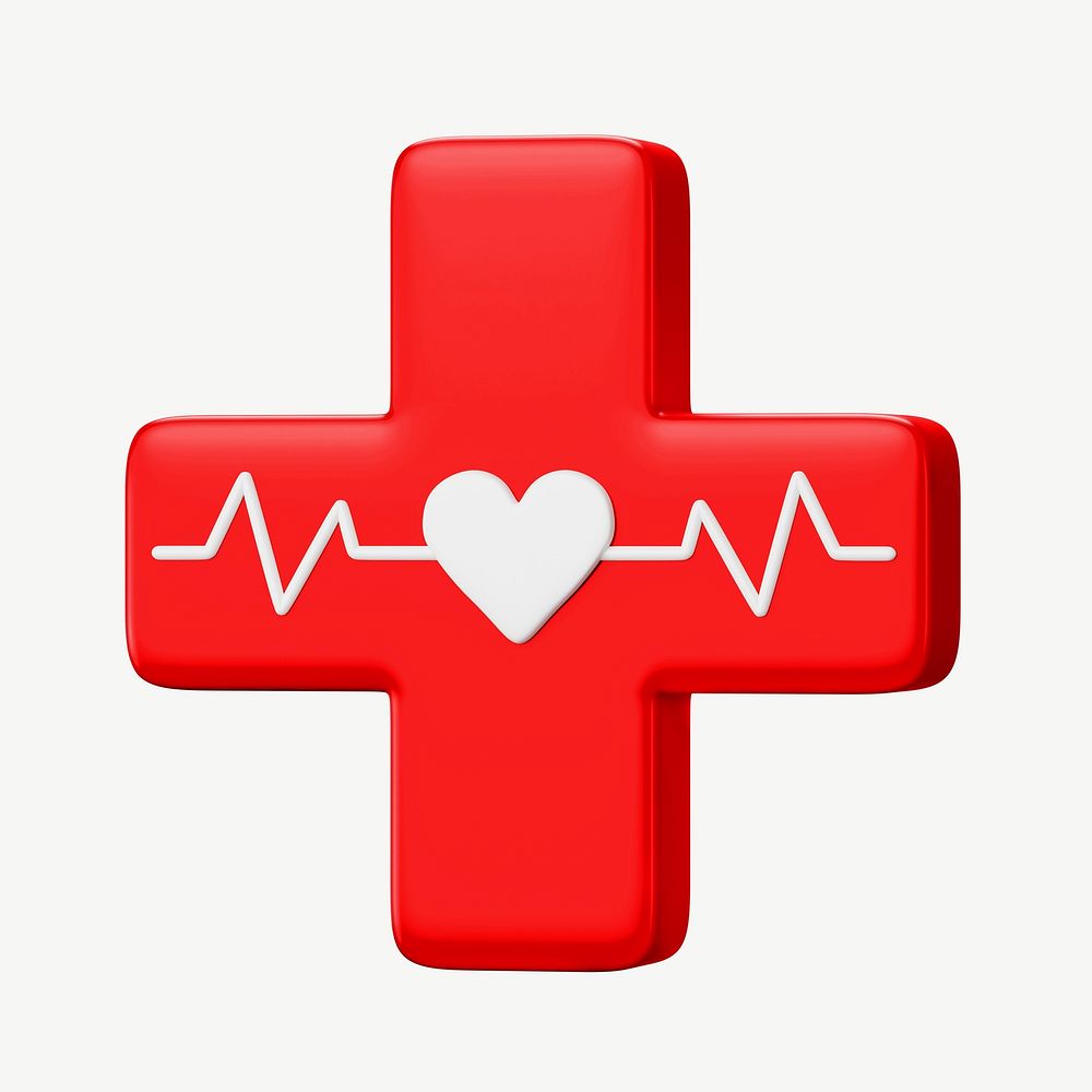 3D medical cross, collage element psd