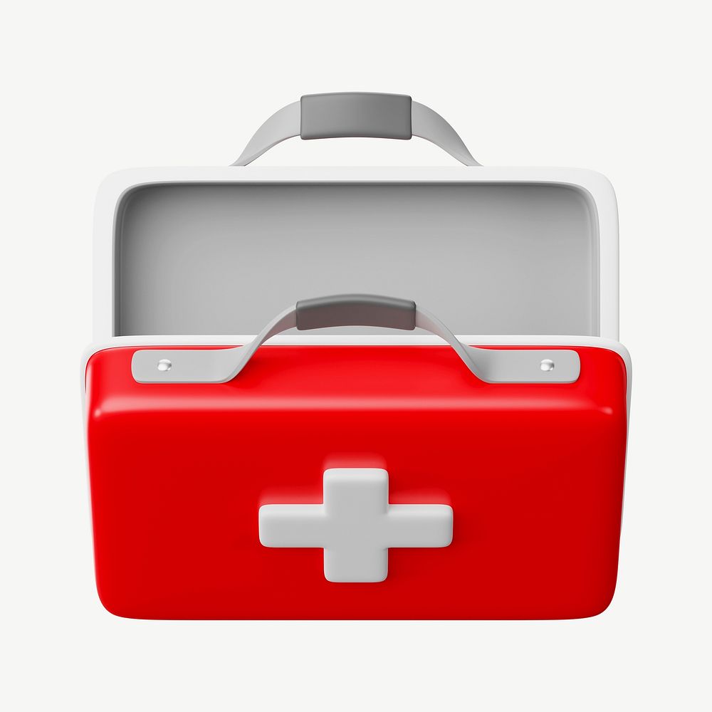 3D medical briefcase, collage element psd