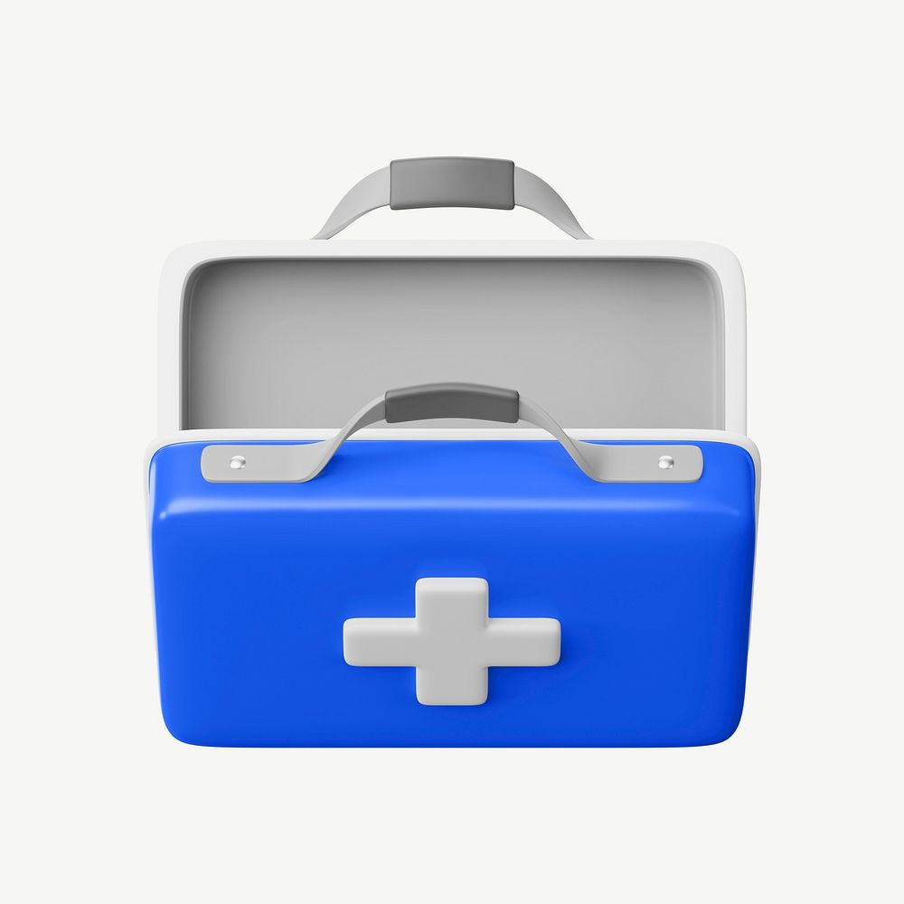 3D medical briefcase, collage element psd